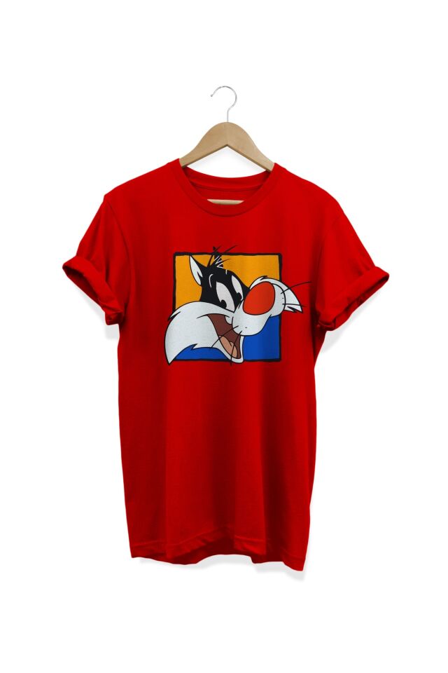 Slyvester Baskılı Kırmızı T-shirt