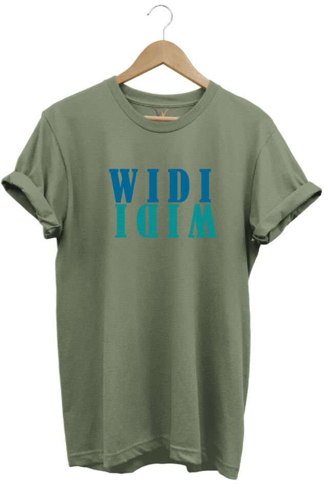 Widi Logo Aynalanmış Tasarım Baskılı %100 Pamuk Regular Fit T-Shirt Haki - S