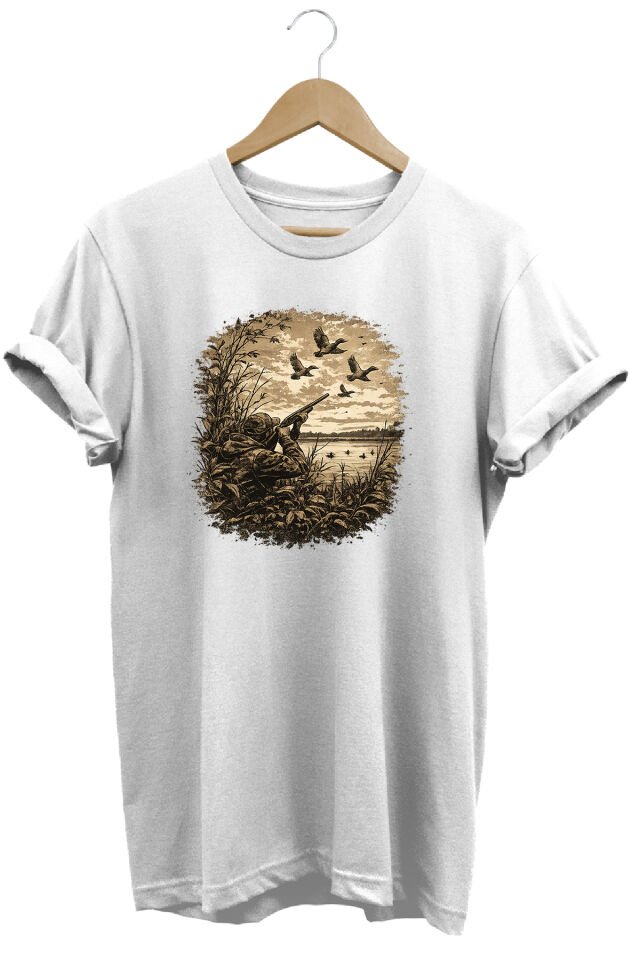 Huntwear Atıcılık ve Arazi Köpeği Baskılı Doğa Tişörtü Outdoor Giyim Beyaz - 2XL