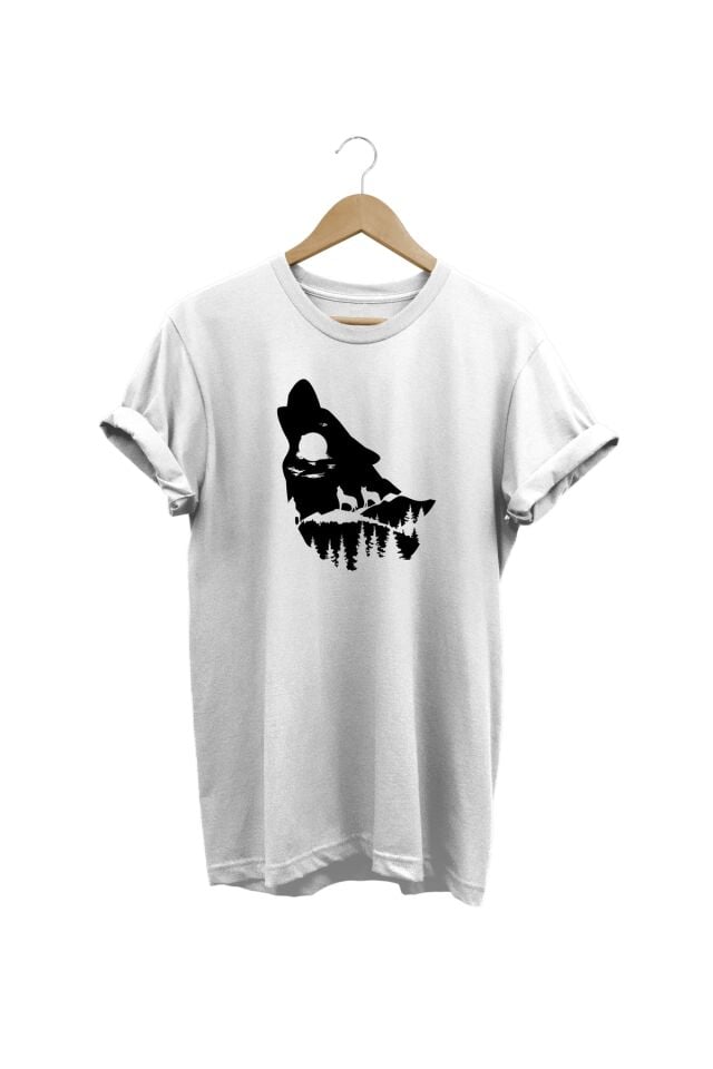 Kurt Baskılı Beyaz T-shirt