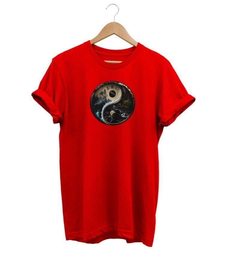 Widi Yinyang Baskılı T-Shirt Kırmızı