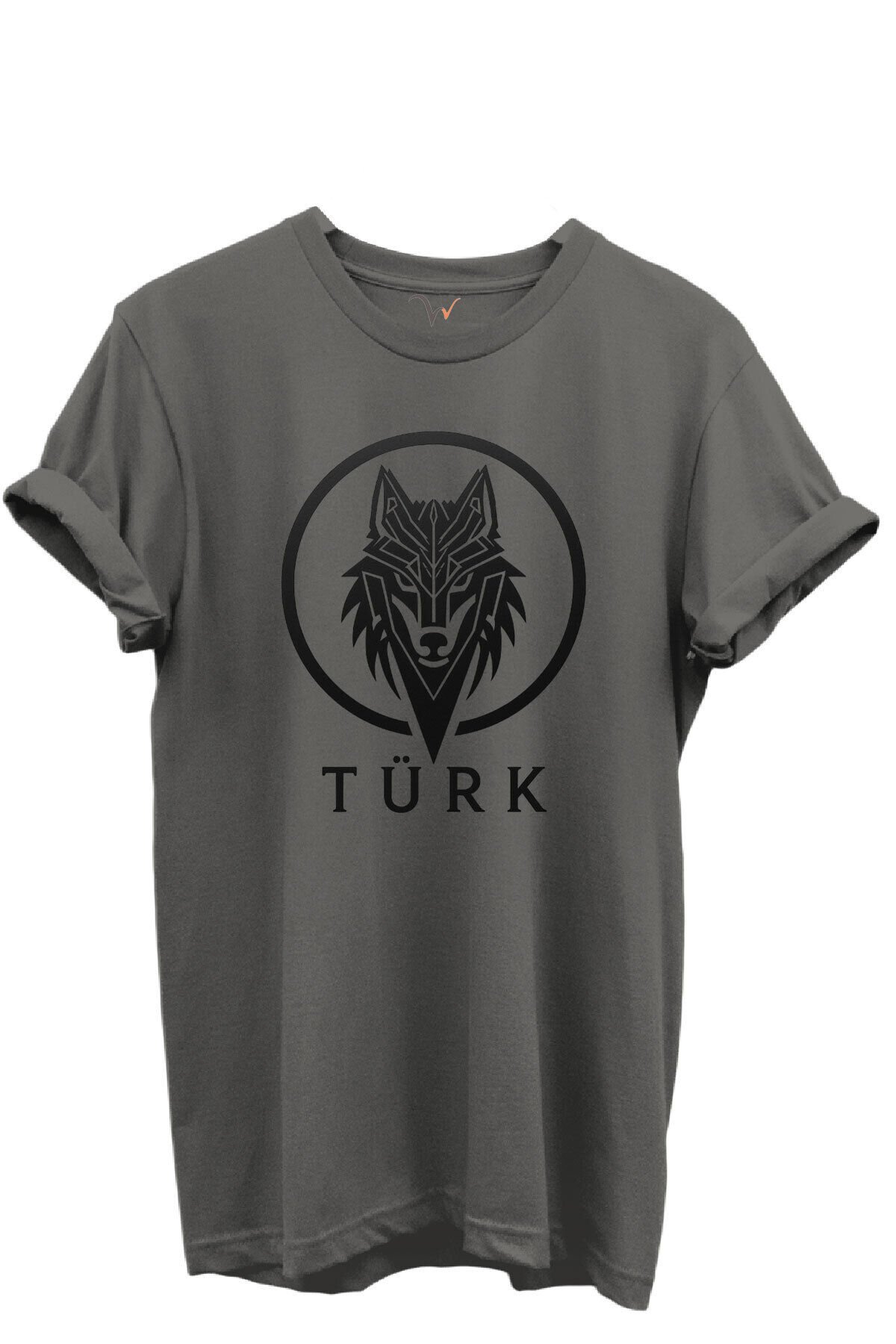 KURT ve TÜRK Özel Koleksiyon Serisi-6 Tasarım Baskılı %100 Pamuk T-shirt Antrasit Gri - S