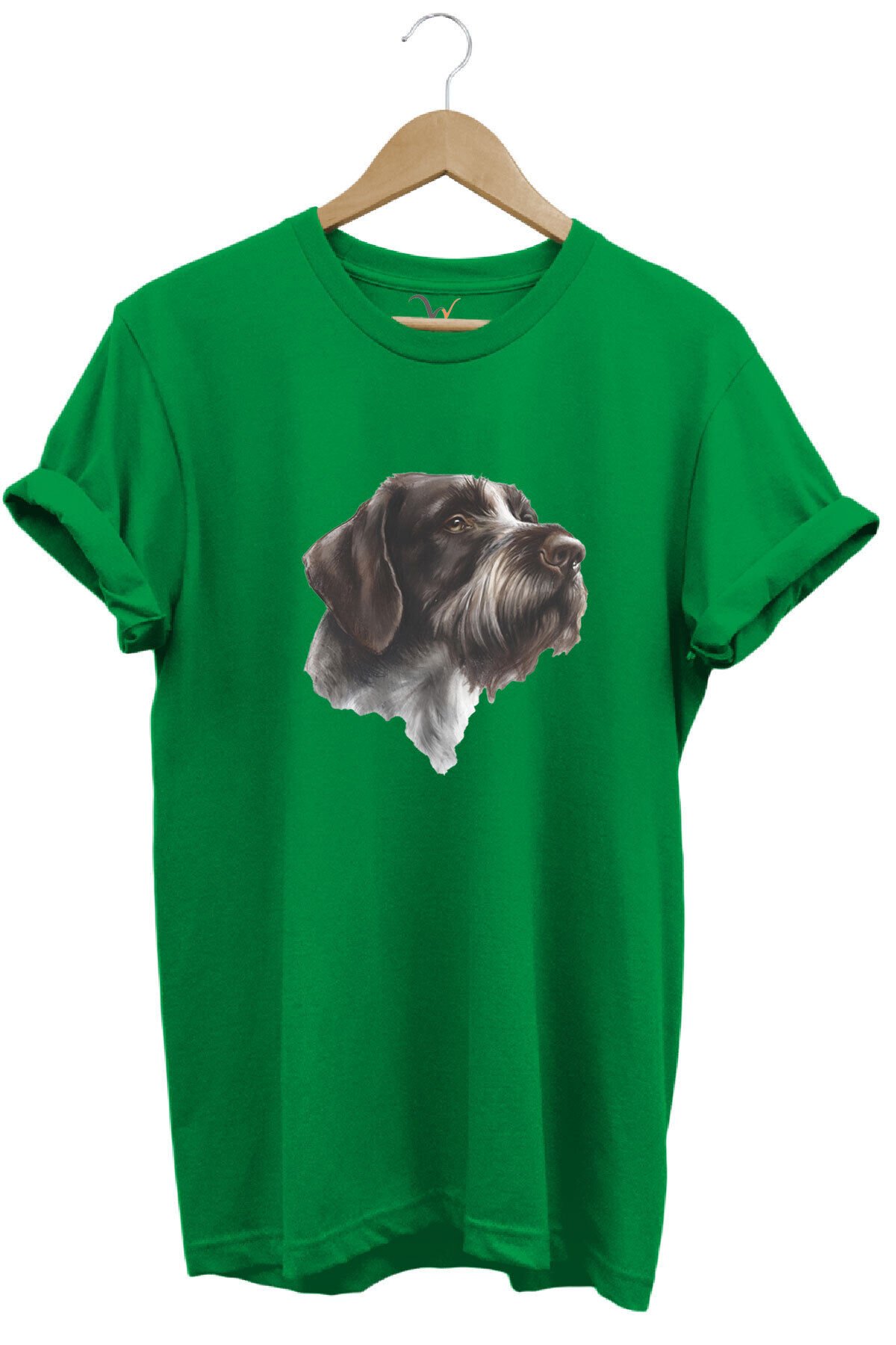 Avcılık Hunting Drahthaar Draktar Av Köpeği Baskılı %100 Pamuk Regular Fit Unisex T-Shirt Yeşil - XL