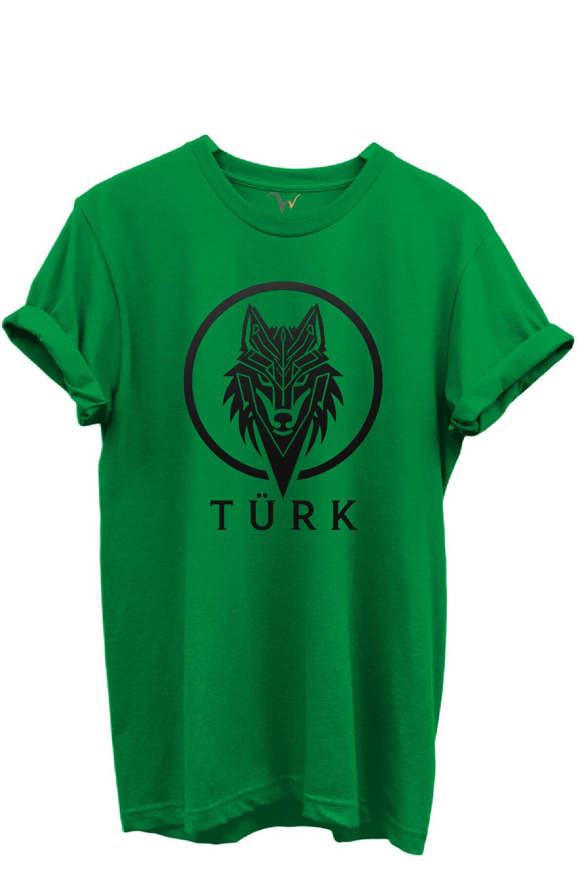 KURT ve TÜRK Özel Koleksiyon Serisi-6 Tasarım Baskılı %100 Pamuk T-shirt Yeşil - 3XL