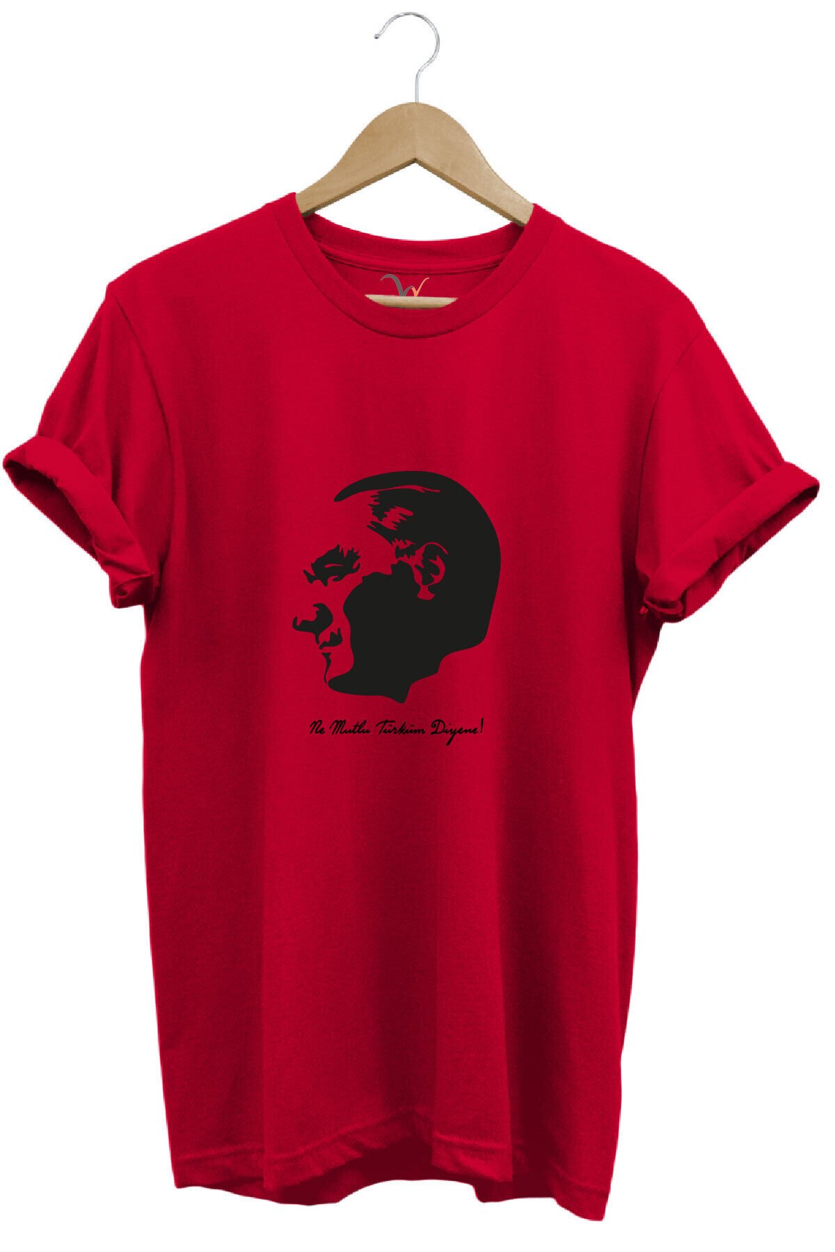 29 Ekim Atatürk ve Ne Mutlu Türküm Diyene! Yazı Baskılı Regular Fit Bisiklet Yaka T-Shirt Kırmızı - S