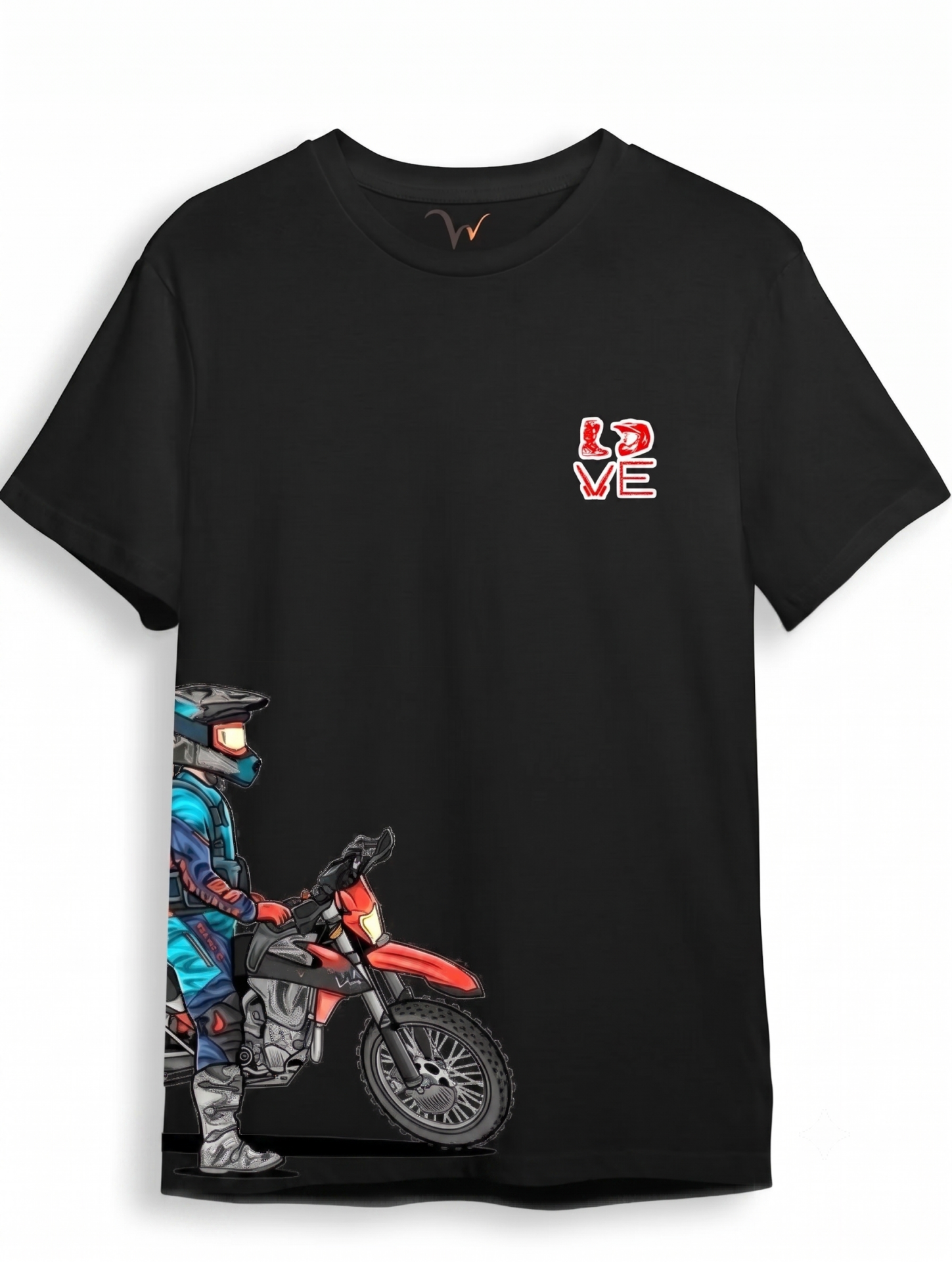 Cross Motor Enduro Ekipmanları Göğüs Ve Yan Detay Baskılı Regular Fit %100 Pamuk Turuncu T-shirt