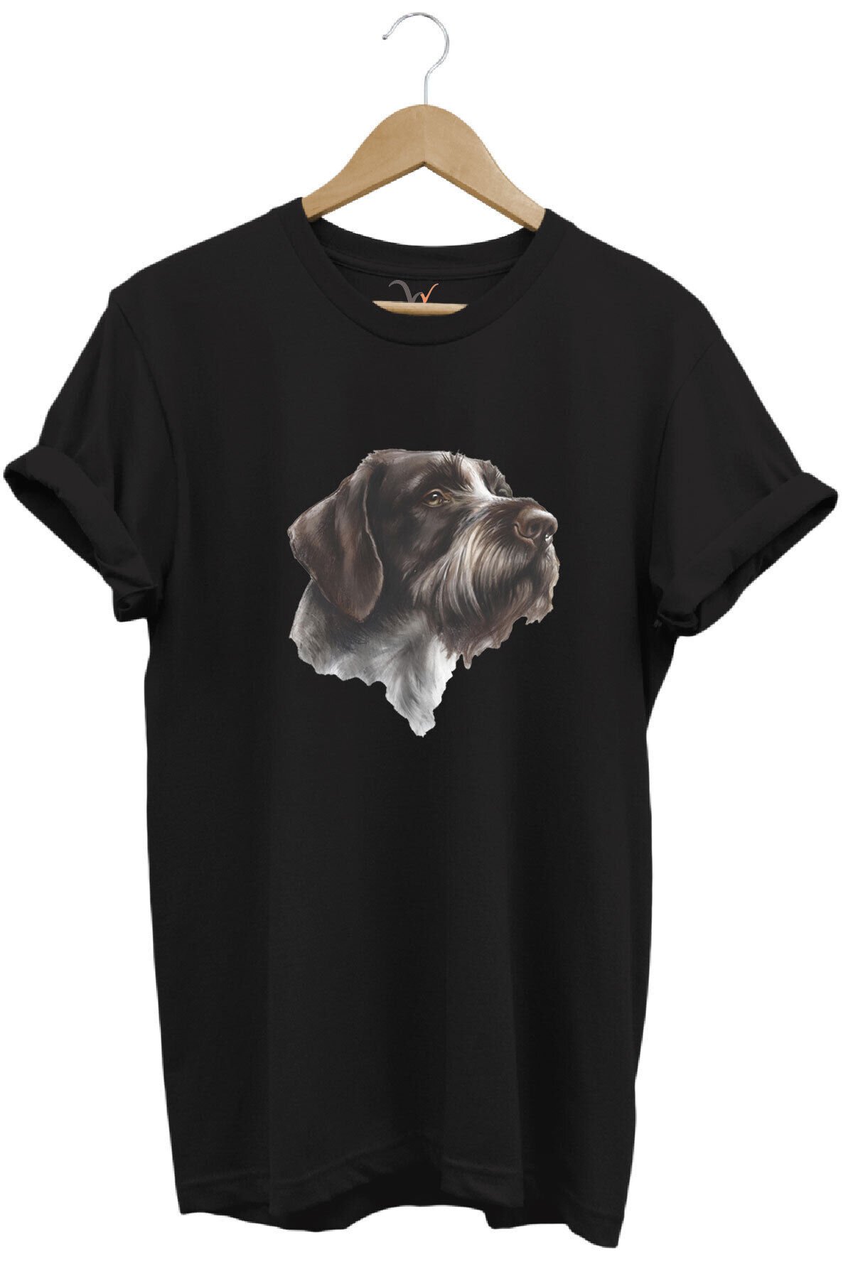 Avcılık Hunting Drahthaar Draktar Av Köpeği Baskılı %100 Pamuk Regular Fit Unisex T-Shirt Siyah - M