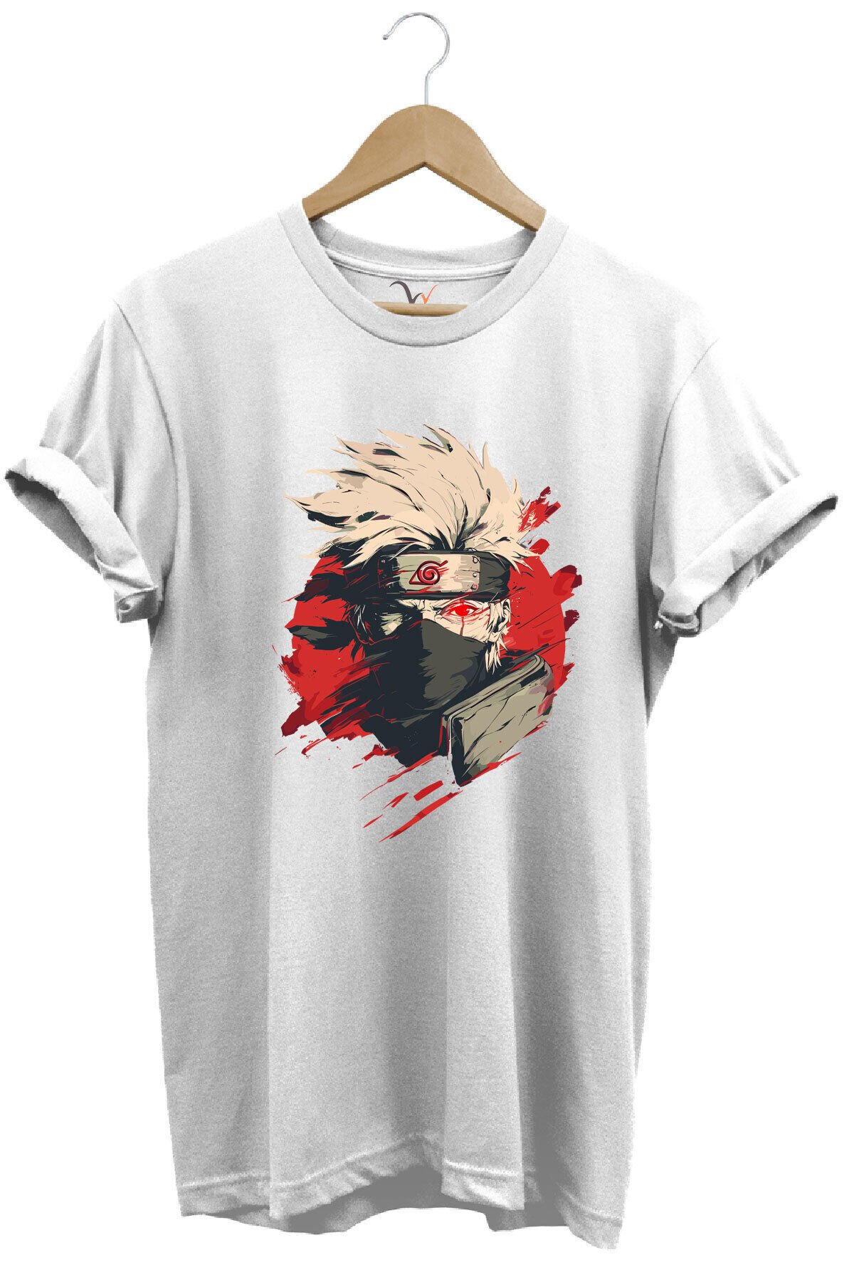 Unisex Streetwear Anime Manga Baskılı Şık Tasarımlı %100 Pamuk Bisiklet Yaka Lacivert T-shirt Beyaz - XL