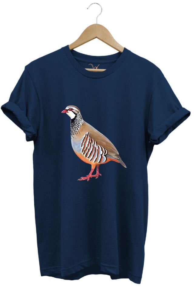 Avcılık Keklik Avcılığı Keklik Kuşu Baskılı Regular Fit %100 Pamuk Lacivert T-shirt