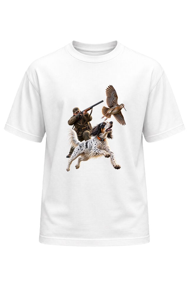 Unisex Çulluk Avı Avcı Köpek Baskılı T-Shirt – Avcılık Outdoor Doğa Temalı Tişört