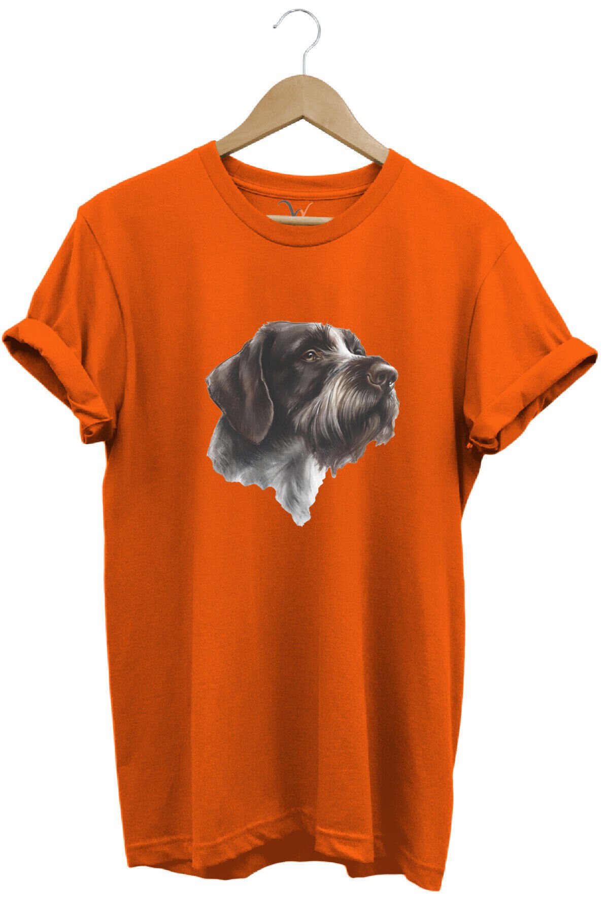 Avcılık Hunting Drahthaar Draktar Av Köpeği Baskılı %100 Pamuk Regular Fit Unisex T-Shirt Turuncu - S