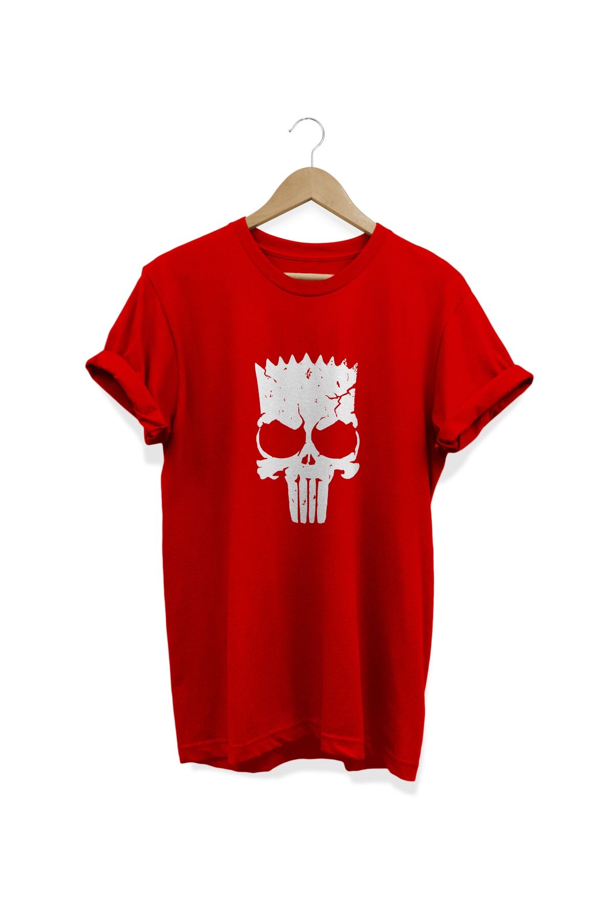 Kurukafa Baskılı Kırmızı T-shirt