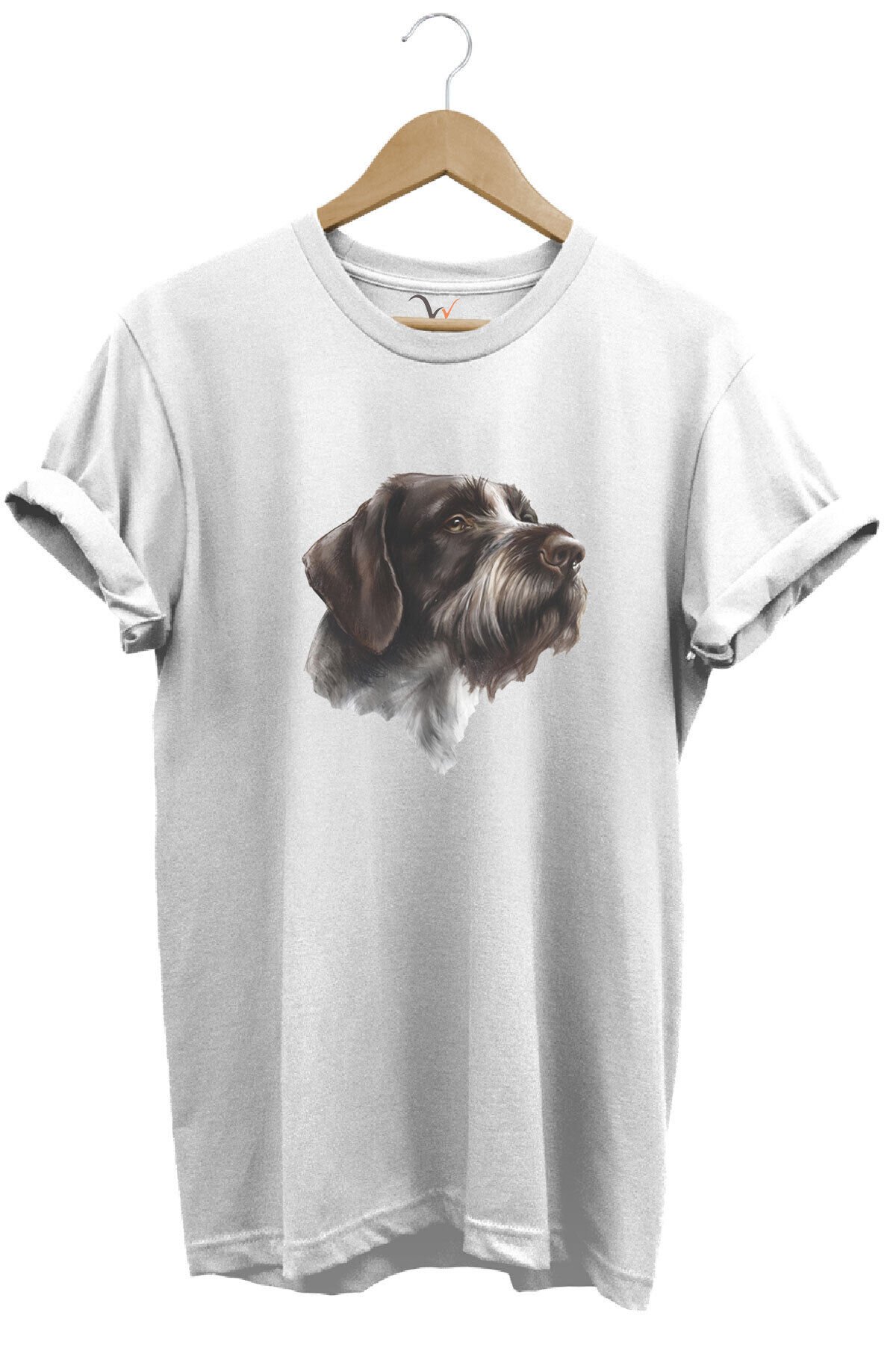 Avcılık Hunting Drahthaar Draktar Av Köpeği Baskılı %100 Pamuk Regular Fit Unisex T-Shirt Beyaz - 2XL