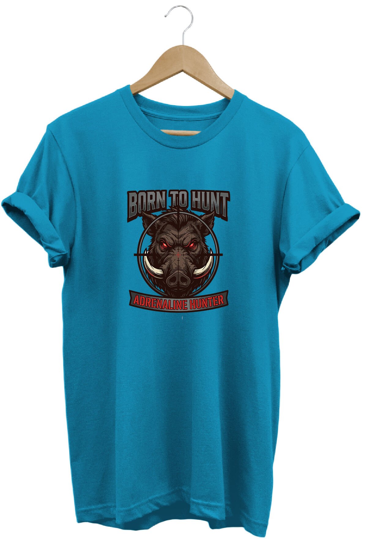 Unisex Yaban Domuzu Hedef Baskılı Arazi ve Atıcılık Tişörtü Outdoor Turkuaz - 3XL