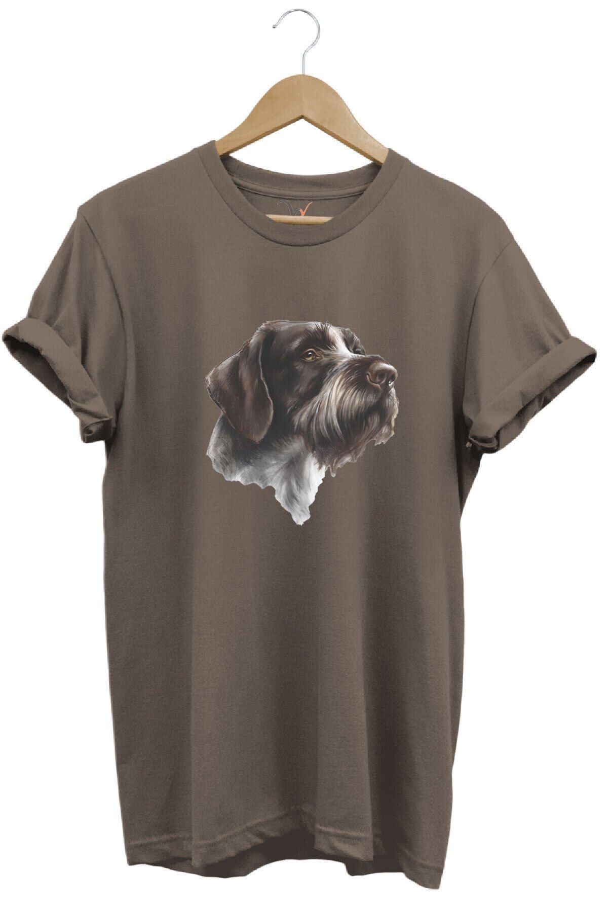 Avcılık Hunting Drahthaar Draktar Av Köpeği Baskılı %100 Pamuk Regular Fit Unisex T-Shirt Kahverengi - XL
