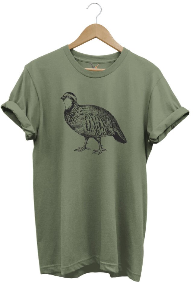 Hunting Avcılık Keklik Baskılı %100 Pamuk Regular Fit Bisiklet Yaka Haki T-shirt Haki - 2XL