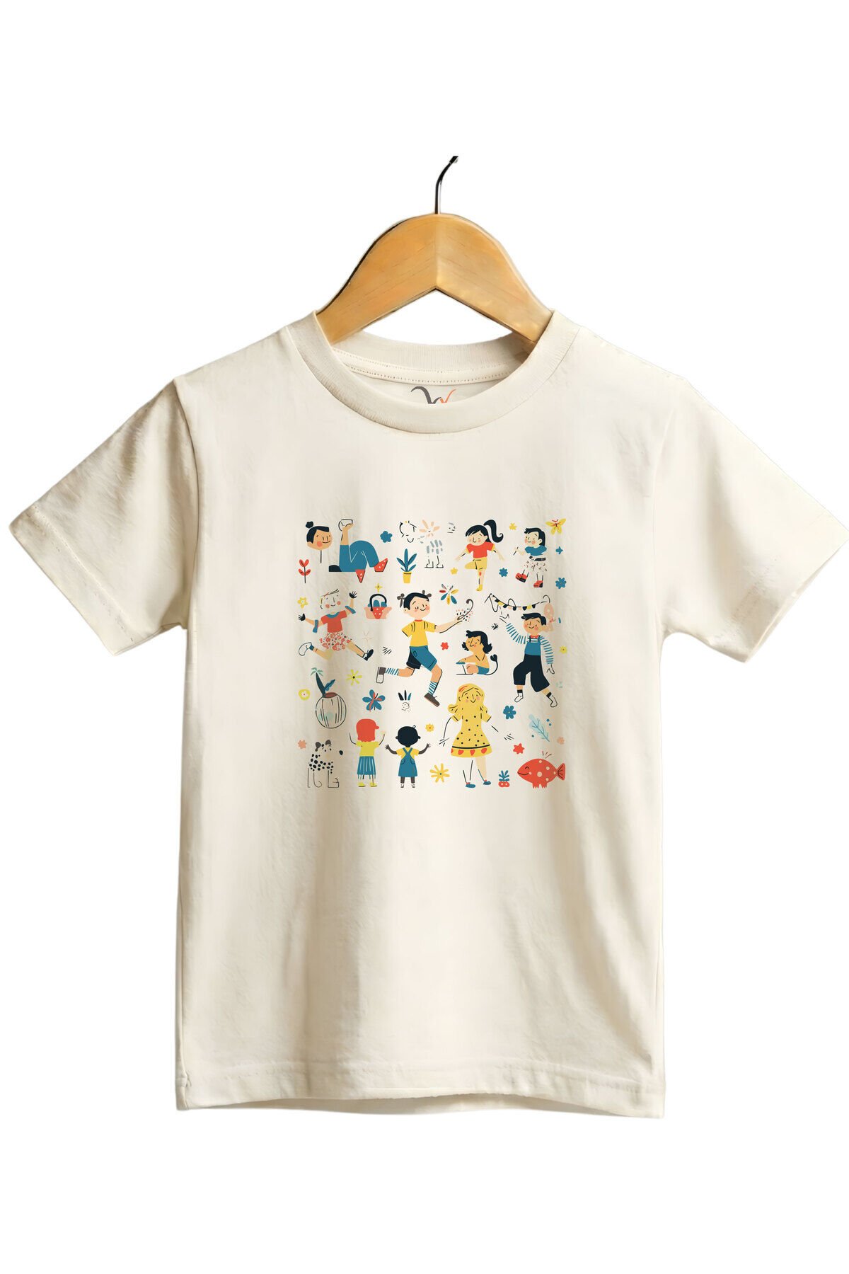 Eğlenceli Çocuk İllüstrasyonlu Regular Fit %100 Pamuk Kısa Kollu Çocuk T-shirt Ekru - 13-14 Yaş