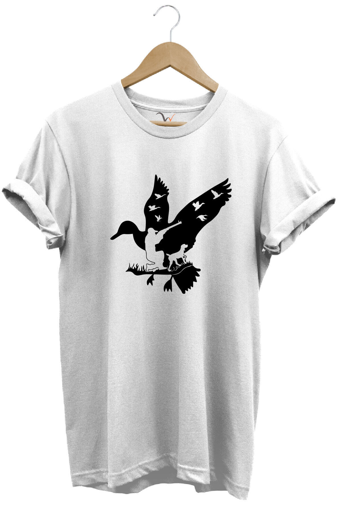 Ördek Baskılı %100 Pamuk Regular Fit Gri T-shirt Beyaz - 3XL
