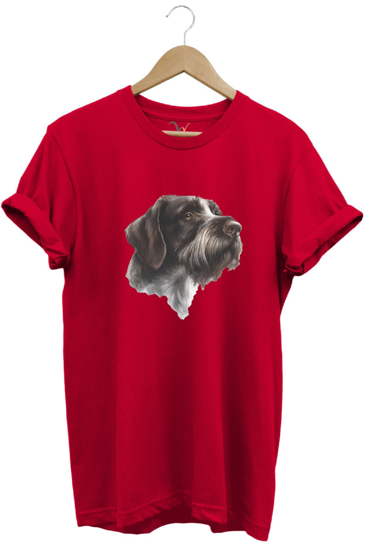 Avcılık Hunting Drahthaar Draktar Av Köpeği Baskılı %100 Pamuk Regular Fit Unisex T-Shirt Kırmızı - XL