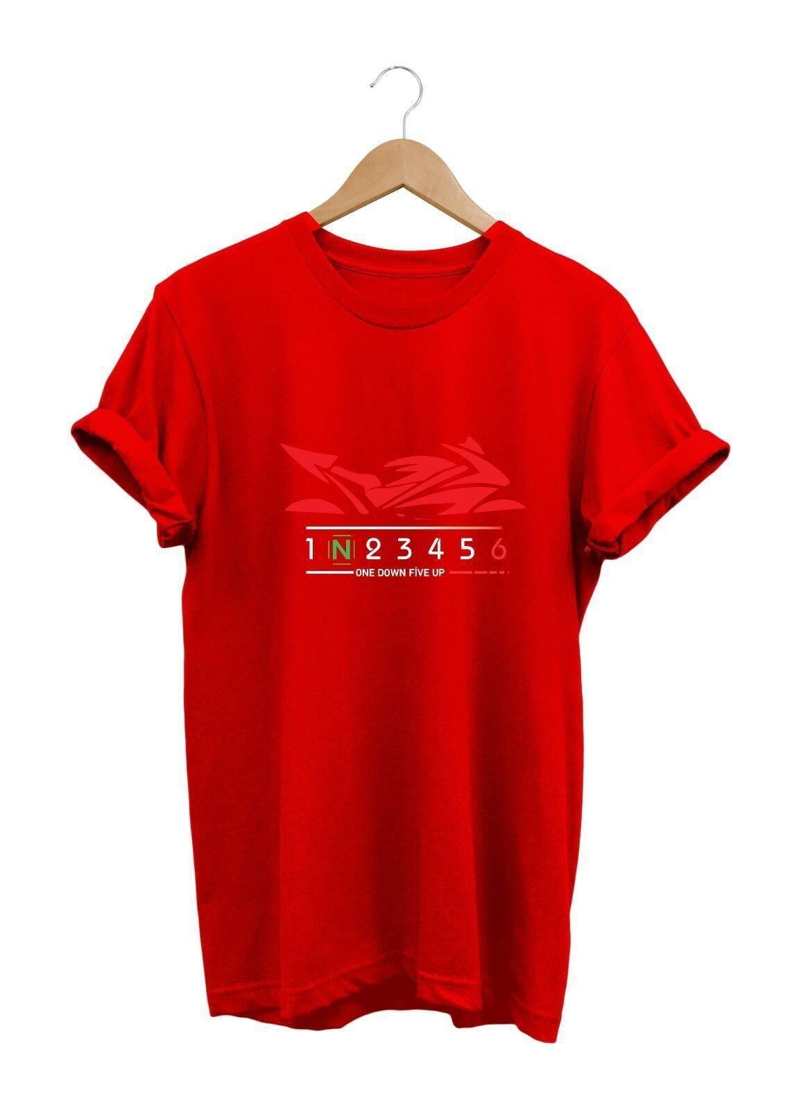Widi Red Racing Motor - Kırmızı Yarış Motorsikleti Baskılı T-Shirt Kırmızı XL