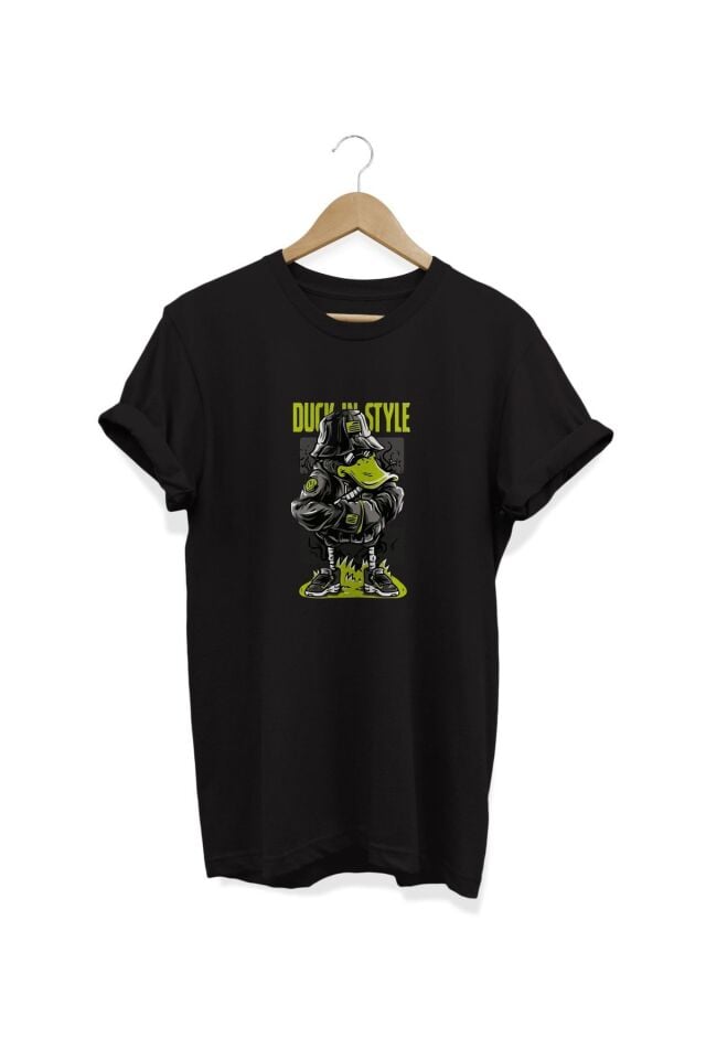 Duck In Style Baskılı Siyah T-shirt