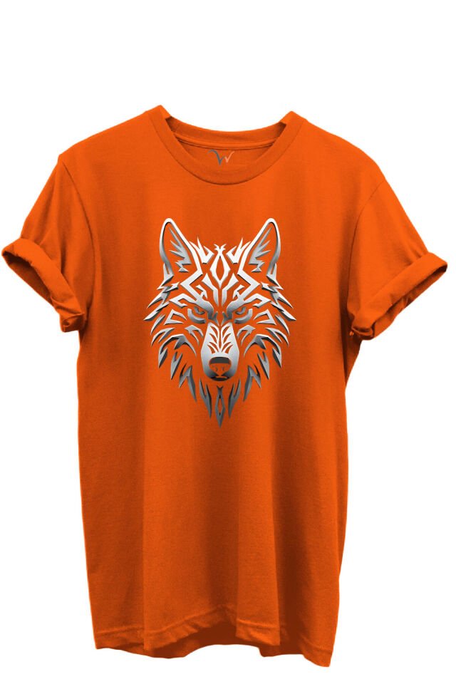 KURT ve TÜRK Özel Koleksiyon Serisi-7 Tasarım Baskılı %100 Pamuk T-shirt Turuncu - XL