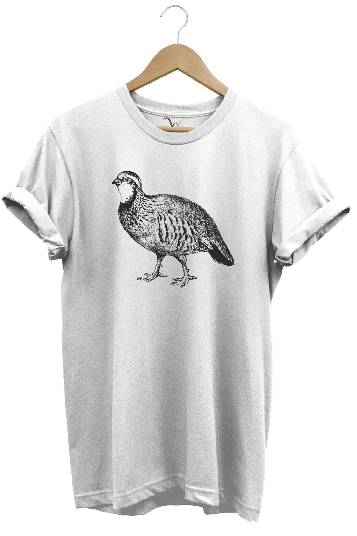 Hunting Avcılık Keklik Baskılı %100 Pamuk Regular Fit Bisiklet Yaka Haki T-shirt Beyaz - L