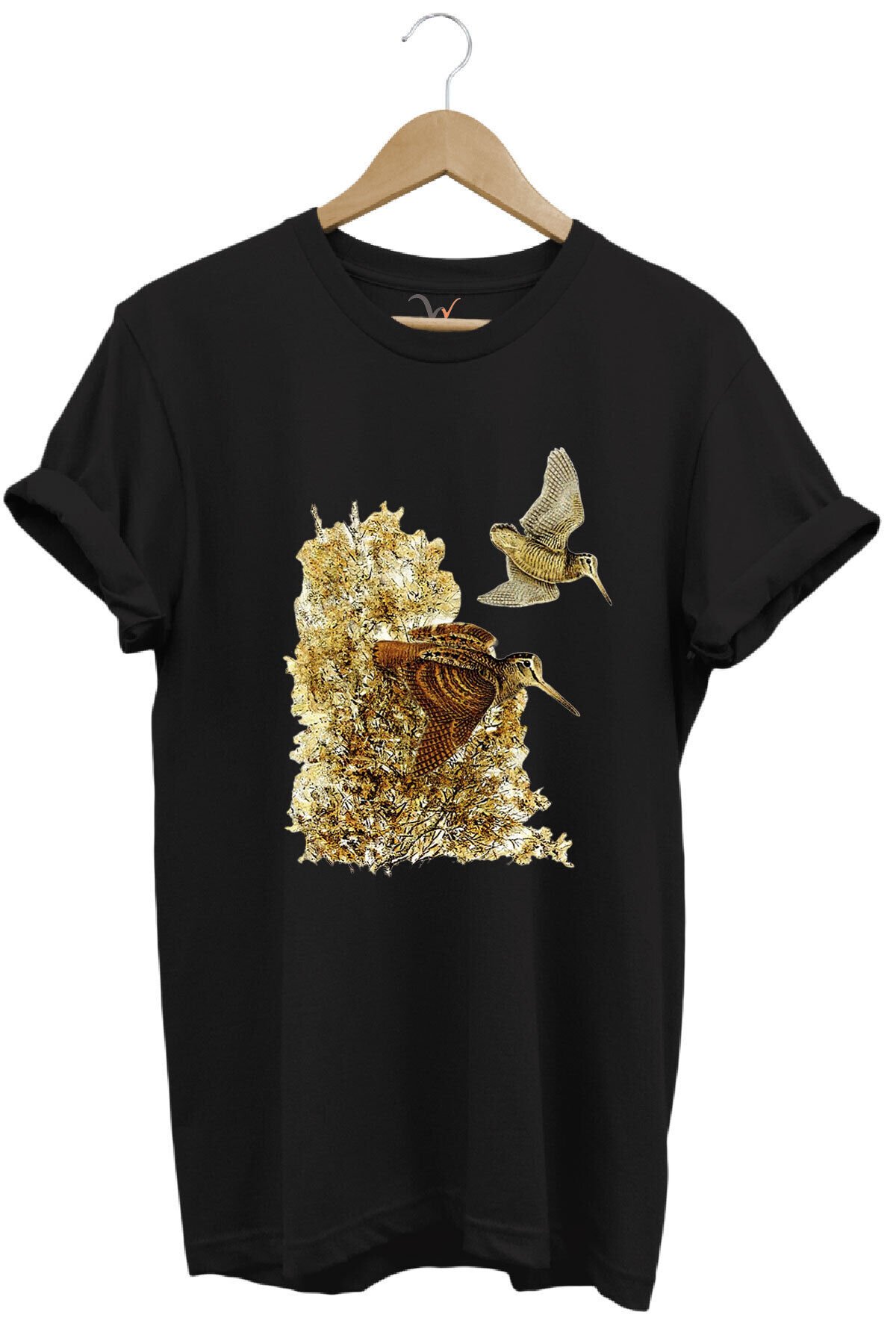 Hunter Avcılık Çulluk Avcılığı Vahşi Yaşam Baskılı Regular Fit %100 Pamuk Lacivert T-shirt Siyah - 5-6 Yaş