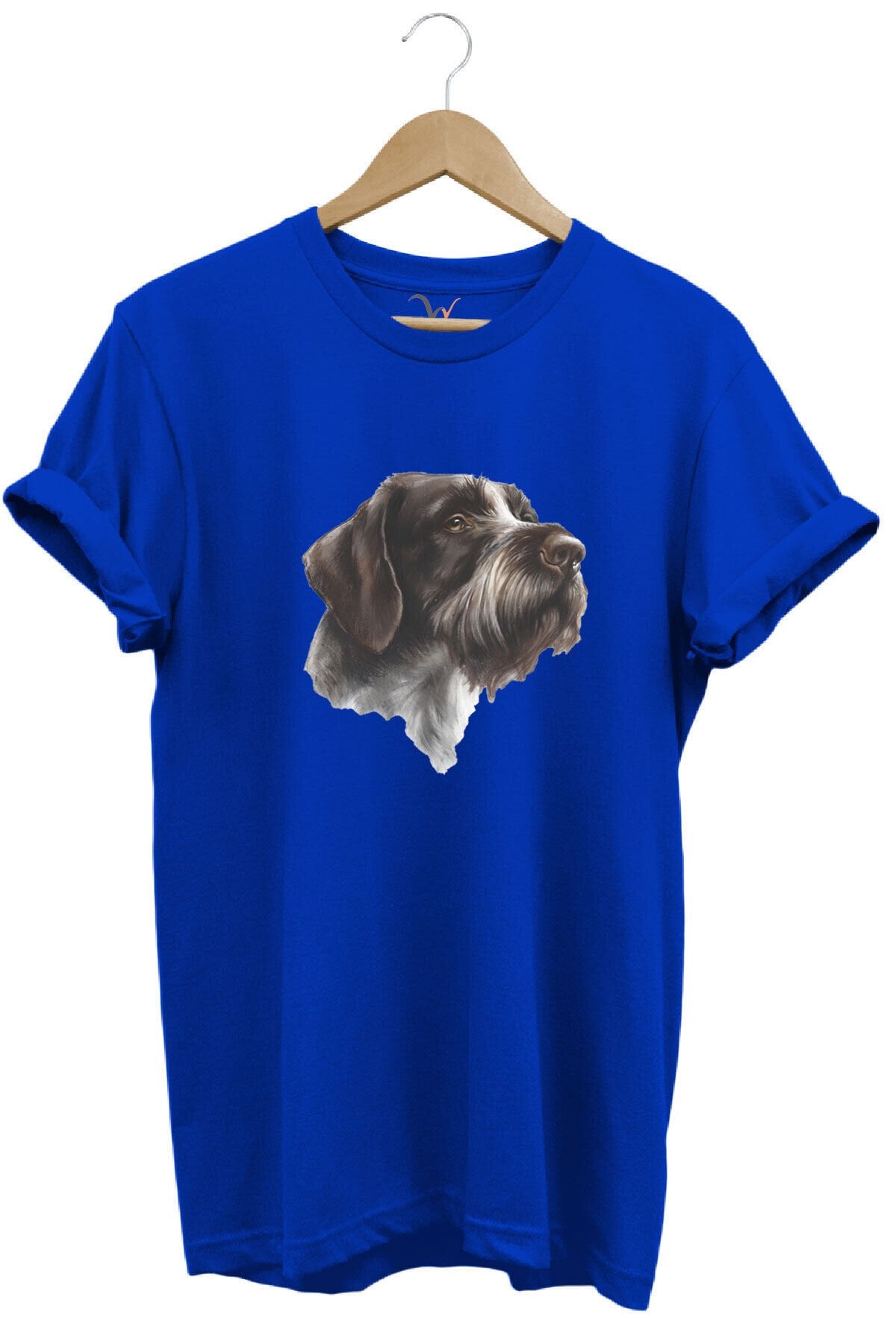 Avcılık Hunting Drahthaar Draktar Av Köpeği Baskılı %100 Pamuk Regular Fit Unisex T-Shirt