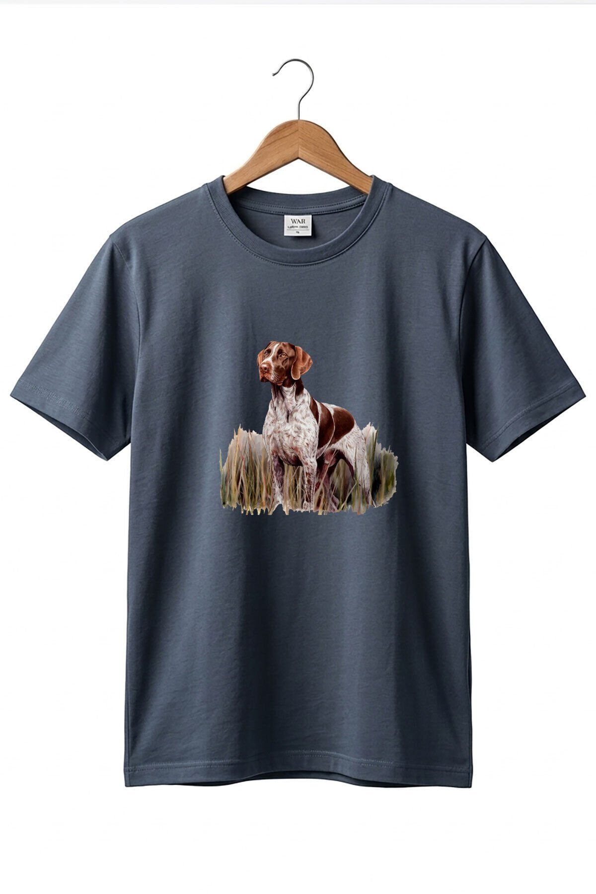 Outdoor Hunting Pointer Köpek Baskılı %100 Pamuk Basic Regular Fit T-shirt