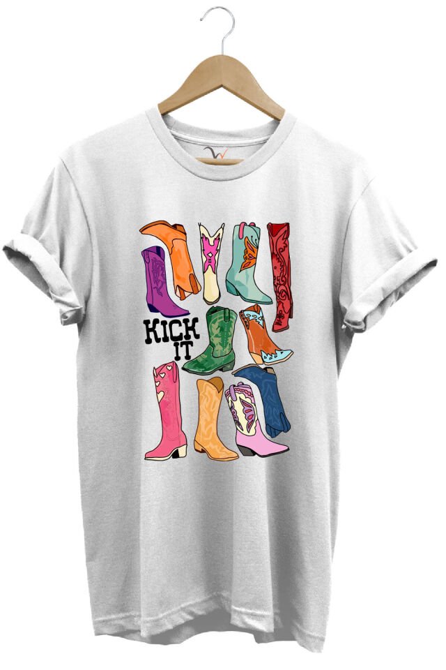 Unisex Cowgirl Kovboy Çizme Baskılı %100 Pamuk Regular Fit Bisiklet Yaka Turuncu T-shirt Beyaz - M