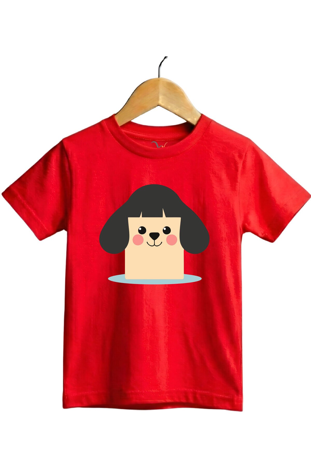 Sevimli Köpek Karakter Baskılı Regular Fit %100 Pamuk Kısa Kollu Çocuk T-shirt Kırmızı - 3-4 Yaş
