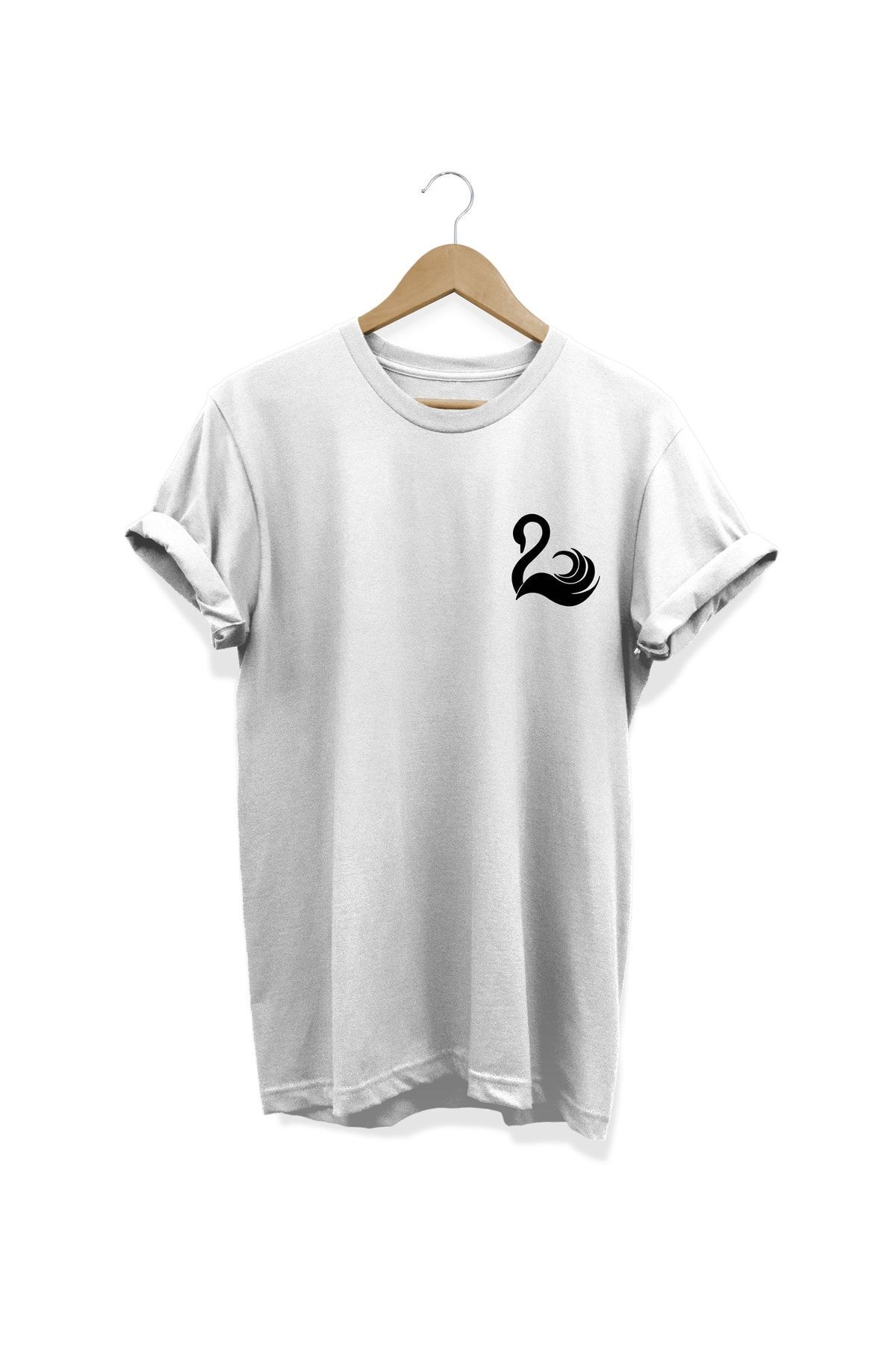 Kuğu Baskılı Beyaz T-shirt