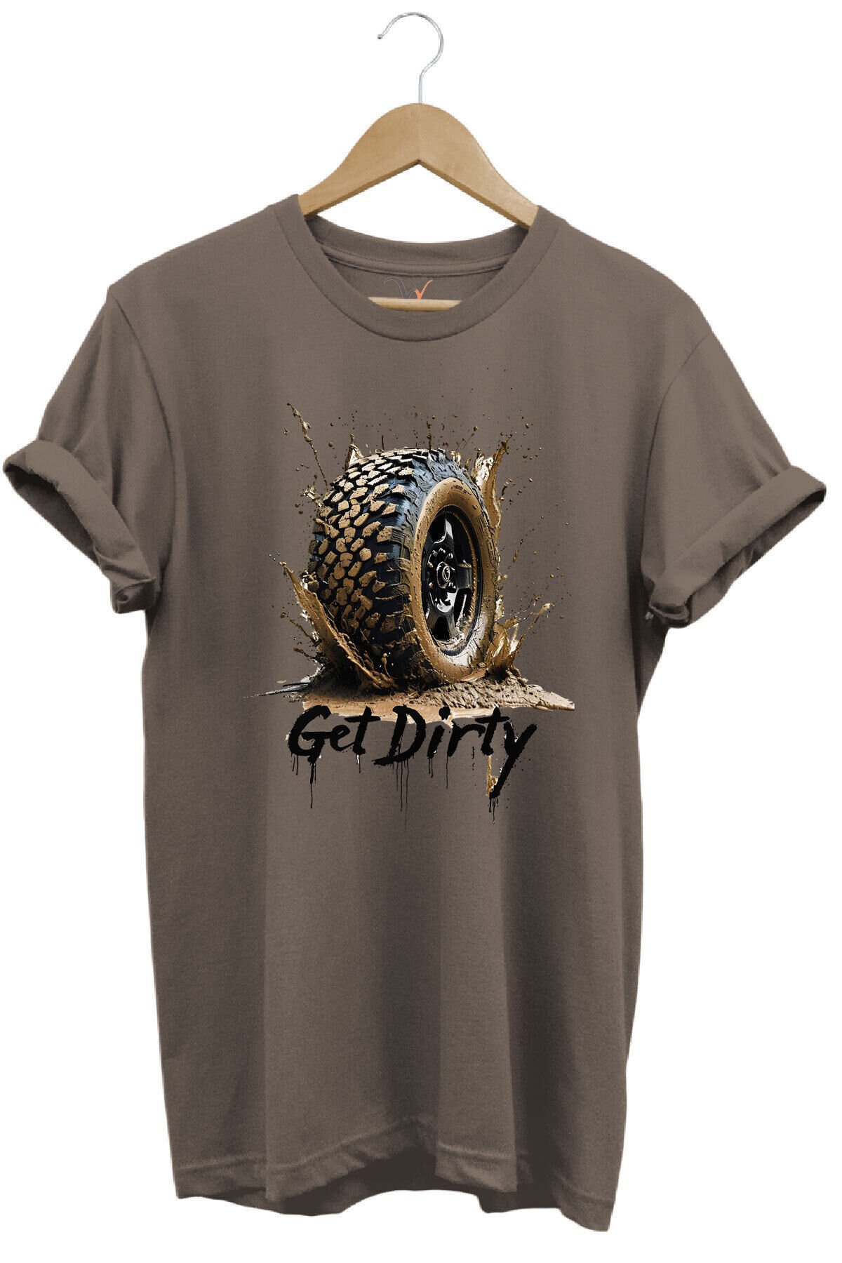 4x4 Off Road Mud Truck Baskılı Dağ Aracı Tekerlek Baskılı %100 Pamuk Regular Fit Unisex T-Shirt