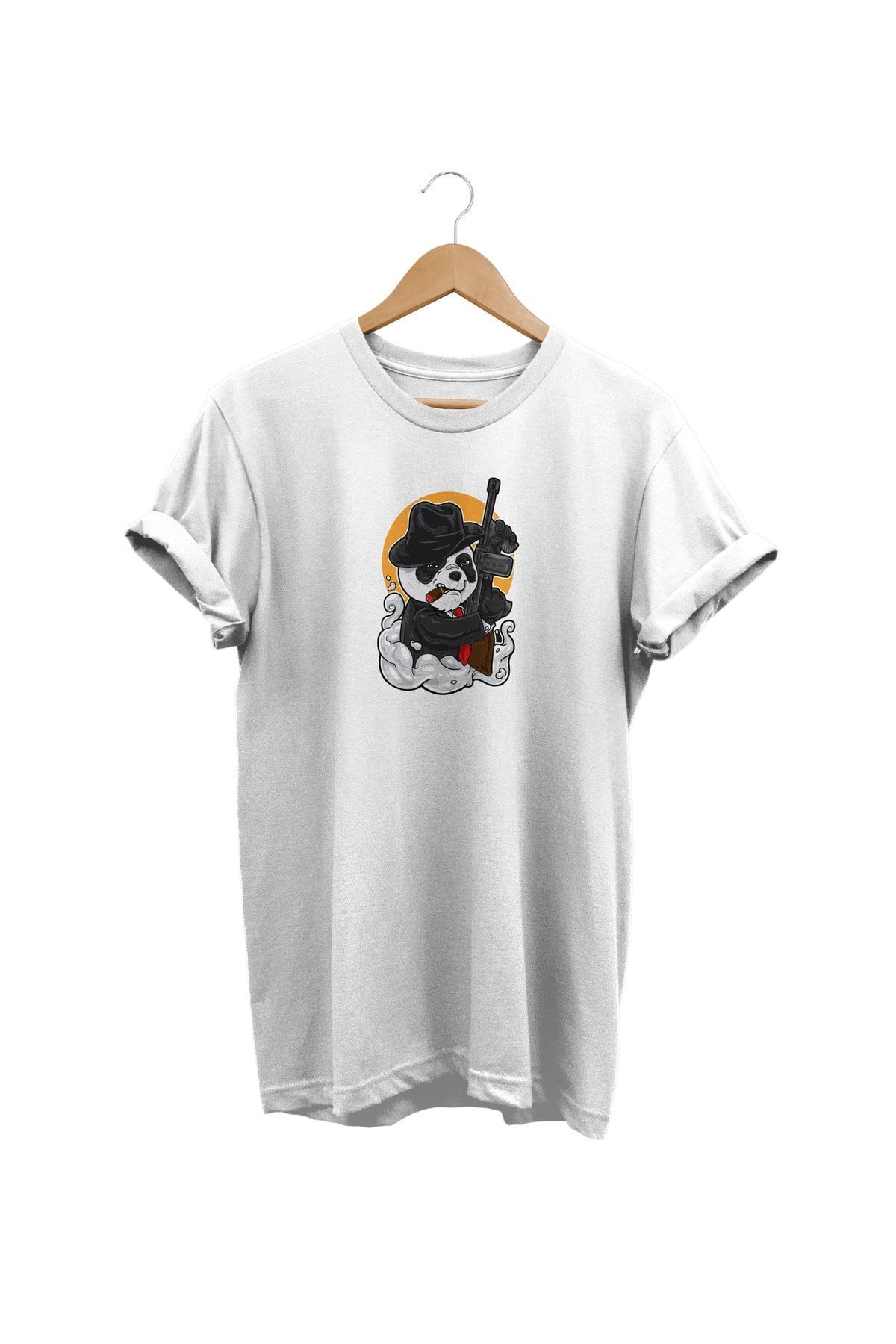 Mafya Panda Baskılı Beyaz T-shirt