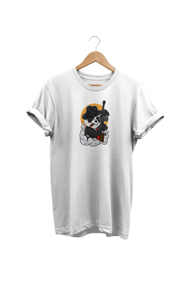 Mafya Panda Baskılı Beyaz T-shirt