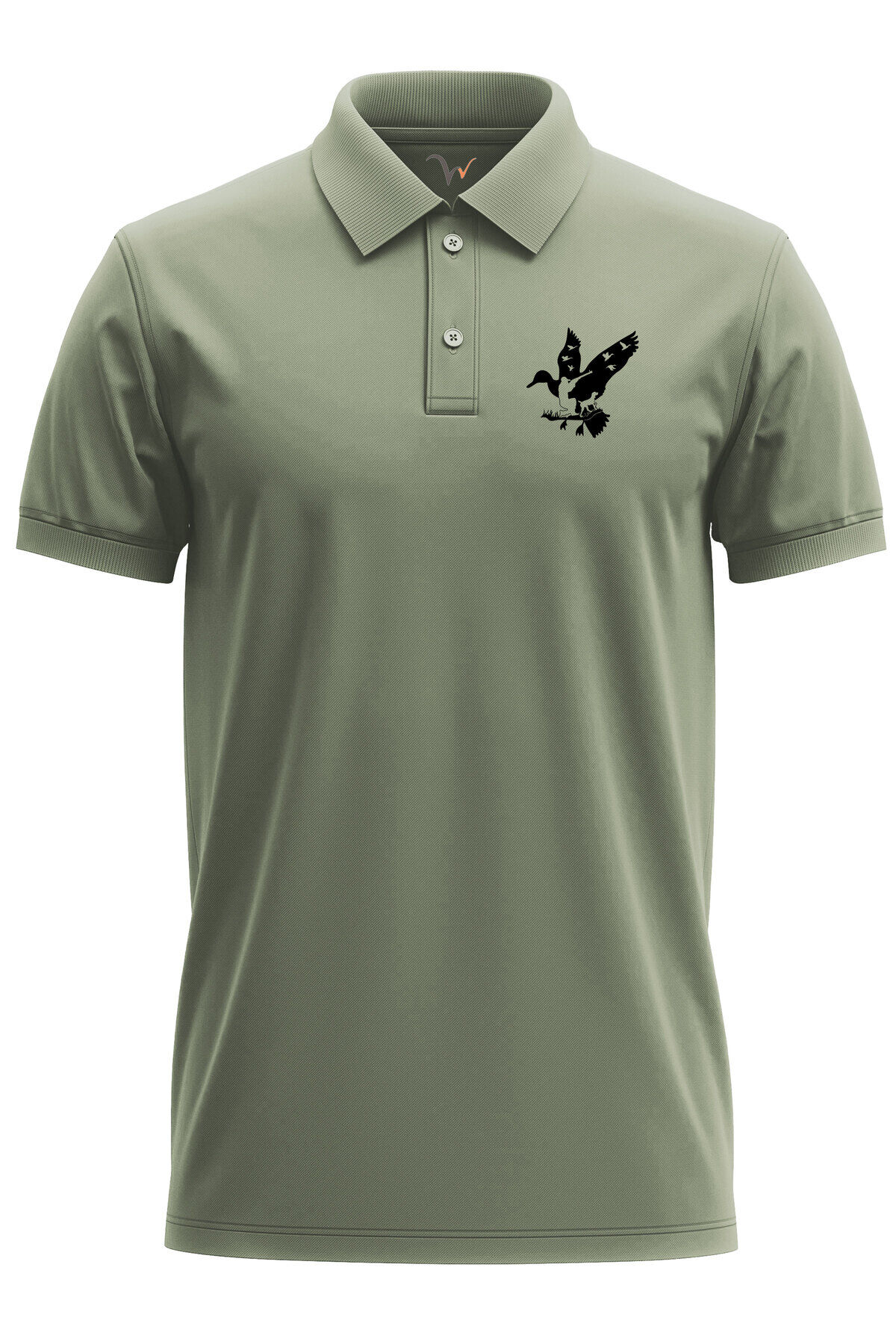 Avcılık Hunting Ördek Avı Baskılı Avcı Ve Köpek Vahşi Yaşam Regular Fit Polo Yaka Turuncu T-shirt Haki - M