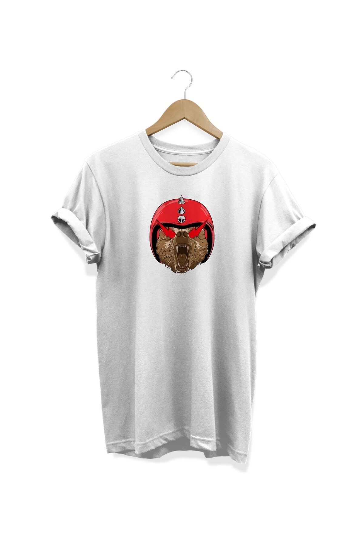 Kask Baskılı T-shirt %100 Pamuk Dijital Baskılı Tişört