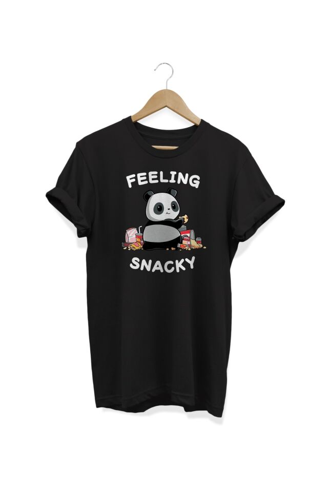 Panda Baskılı Siyah T-shirt