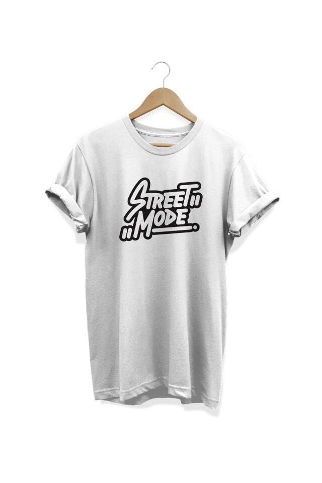 Street Mode Baskılı Beyaz T-shirt