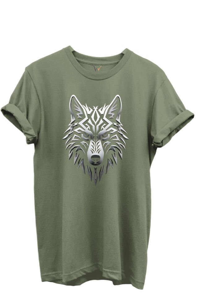 KURT ve TÜRK Özel Koleksiyon Serisi-7 Tasarım Baskılı %100 Pamuk T-shirt Haki - XL