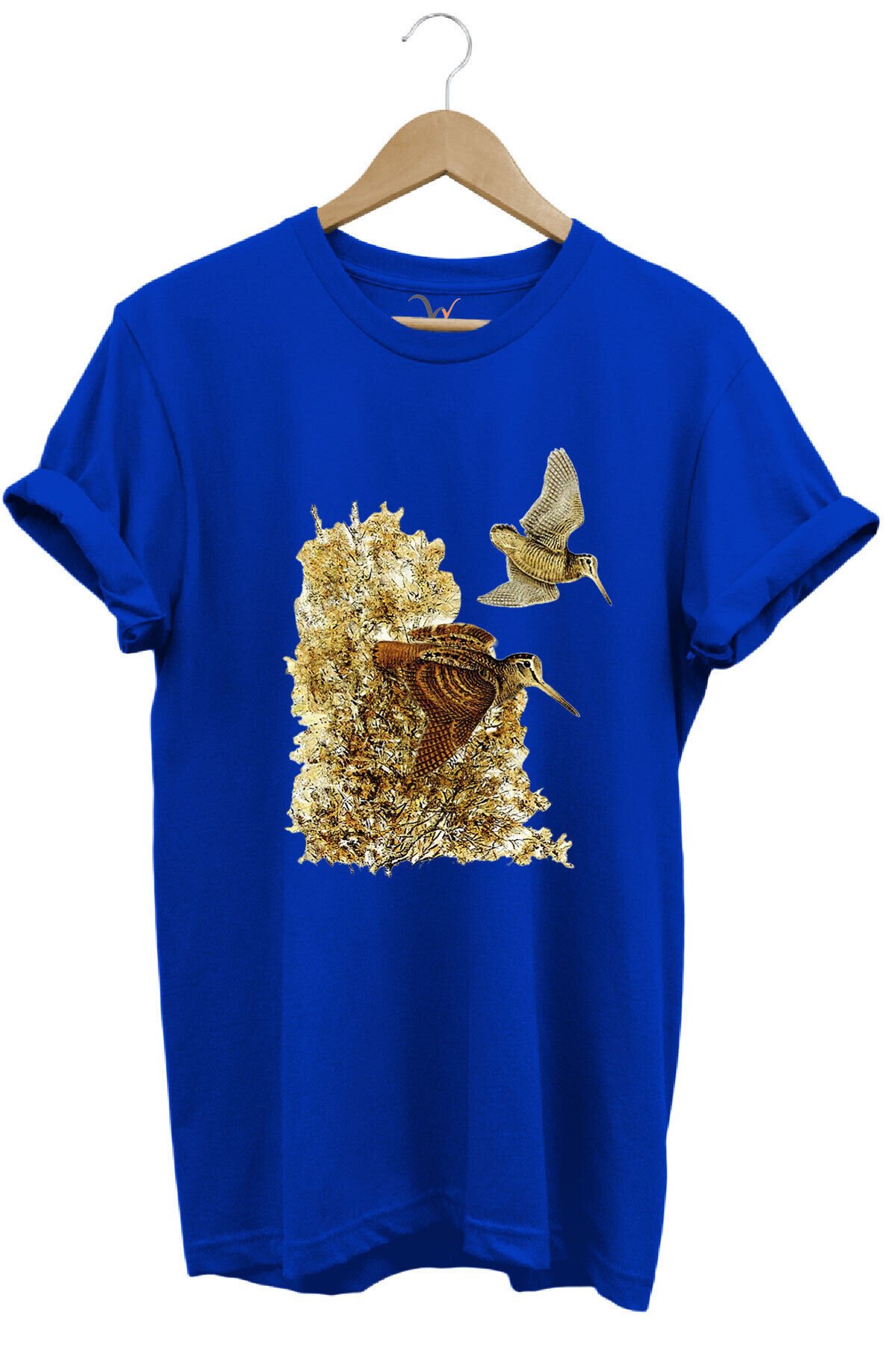 Hunter Avcılık Çulluk Avcılığı Vahşi Yaşam Baskılı Regular Fit %100 Pamuk Lacivert T-shirt Saks Mavi - 2XL