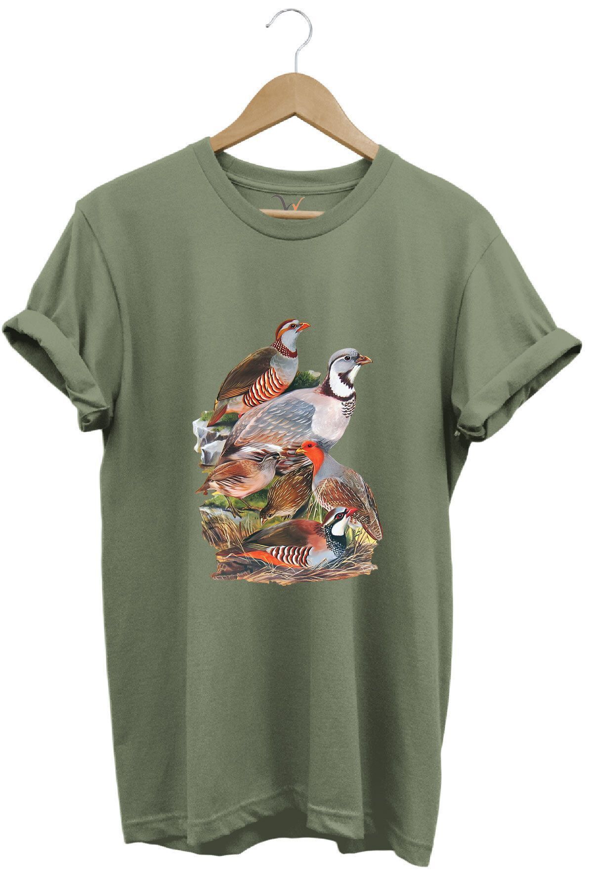 Avcılık Hunter Keklik Avcılığı Baskılı Regular Fit %100 Pamuk Haki T-shirt Haki - S