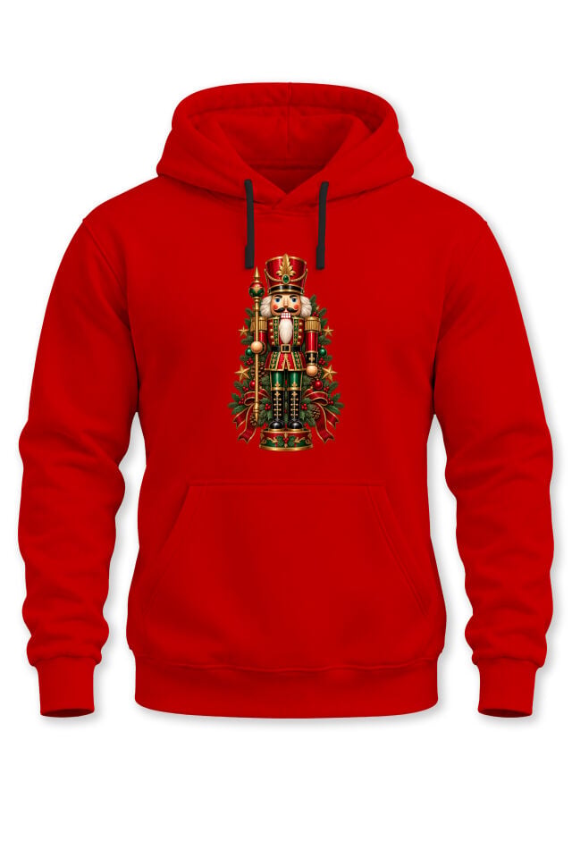 Unisex Yılbaşı Temalı Fındıkkıran Asker Figürü Baskılı Kapüşonlu Sweatshirt Hoodie