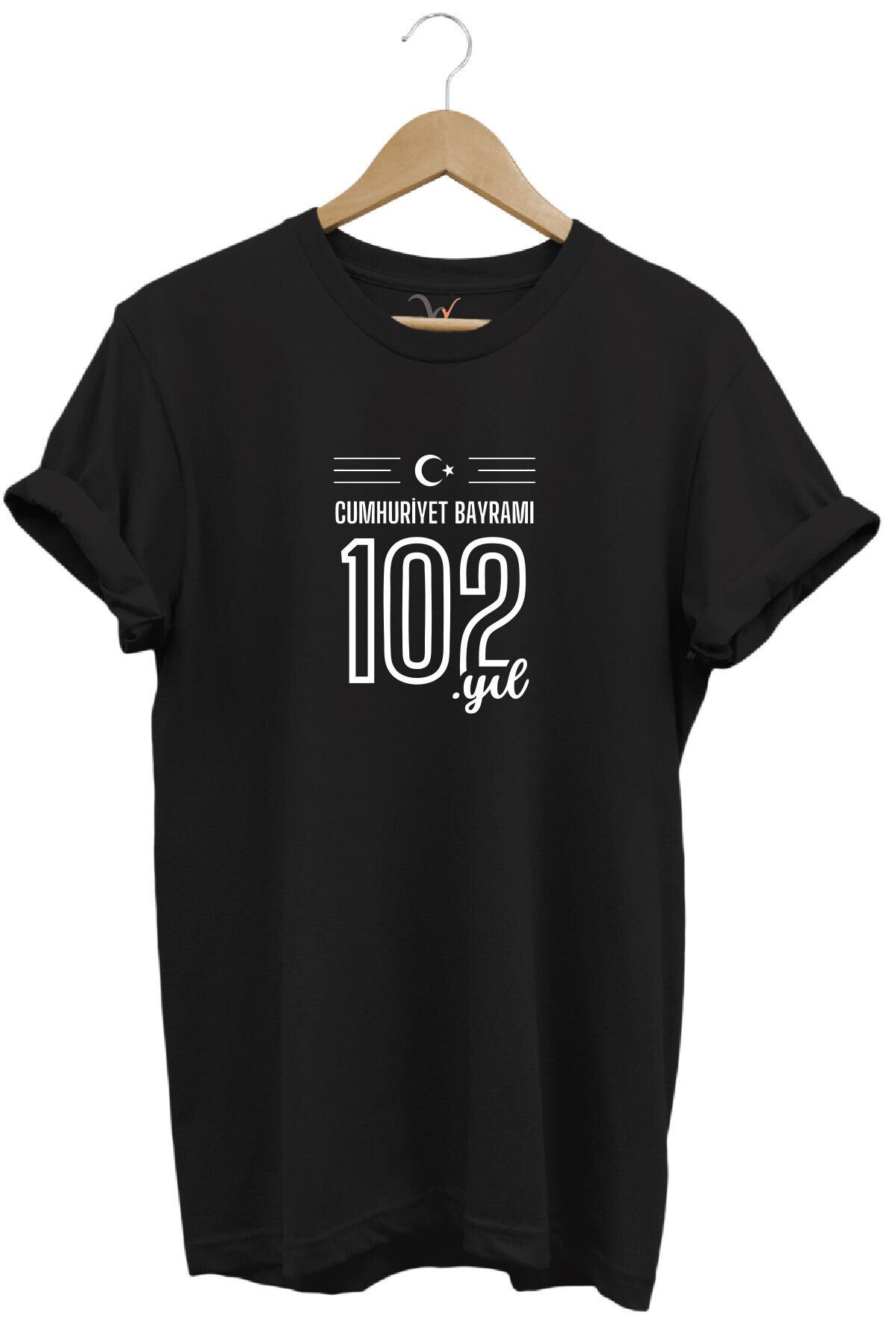 102. Yıl 29 Ekim Cumhuriyet Bayramı Baskılı Ay Yıldız %100 Pamuk Regular Fit Unisex T-Shirt