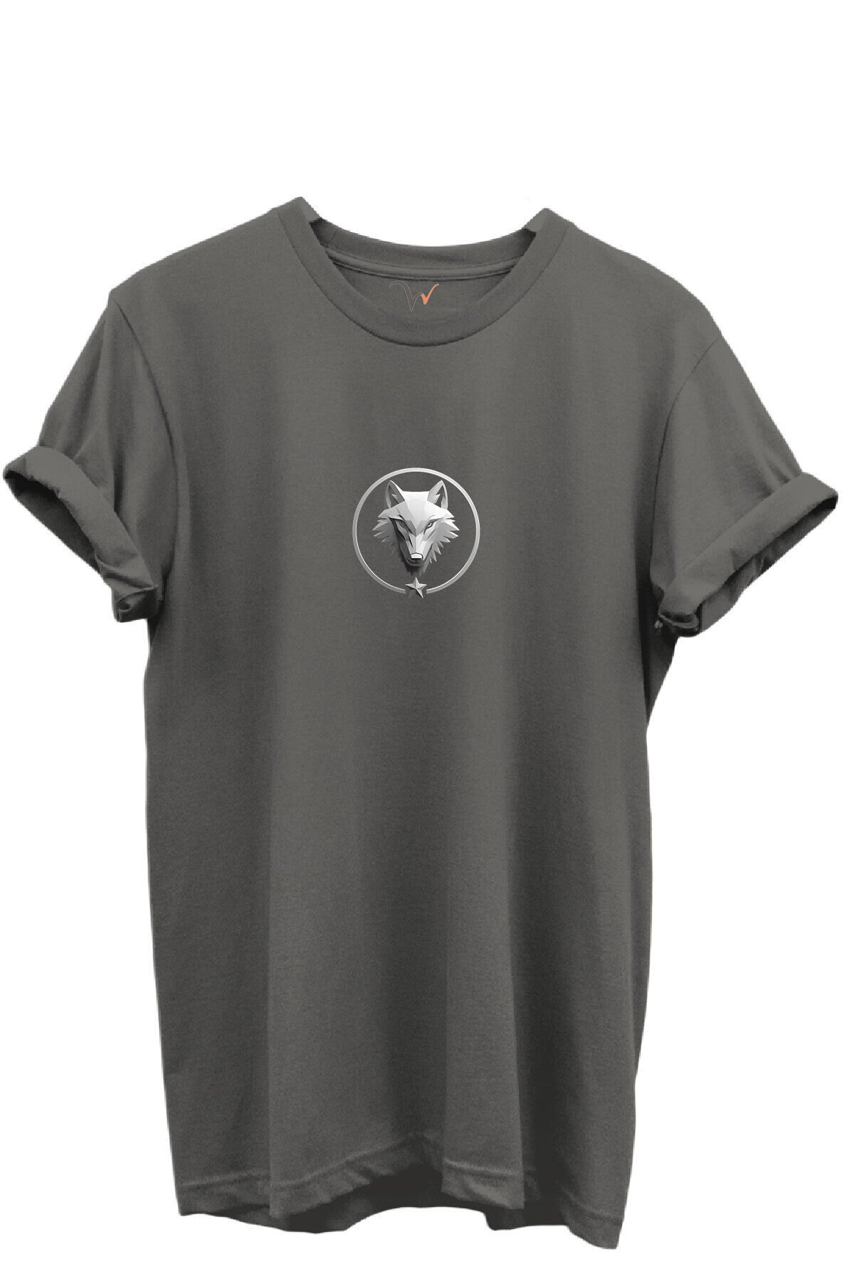 KURT ve TÜRK Özel Koleksiyon Serisi-8 Tasarım Baskılı %100 Pamuk T-shirt Antrasit Gri - L