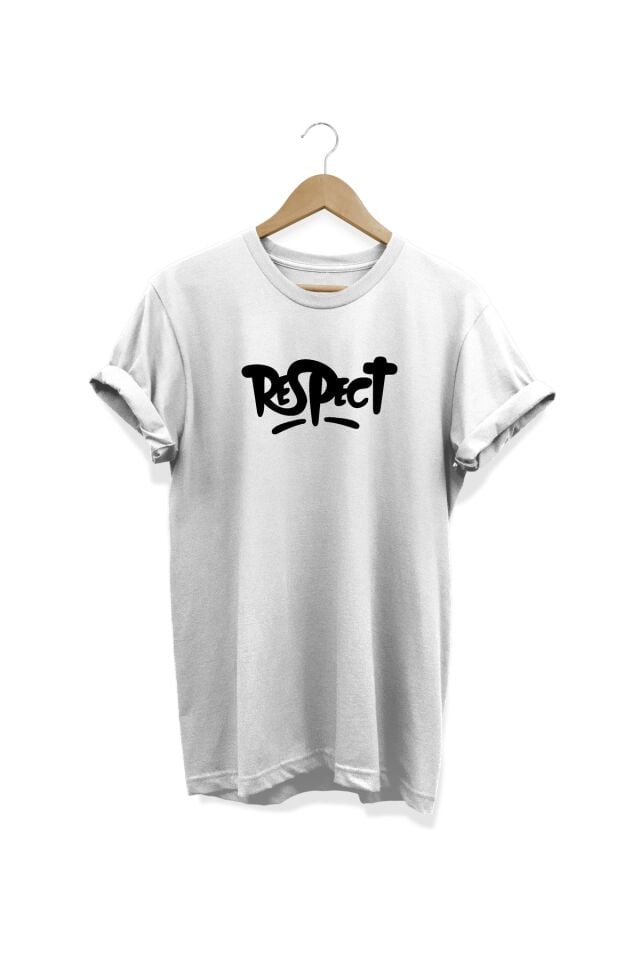 Respect Baskılı Beyaz T-shirt