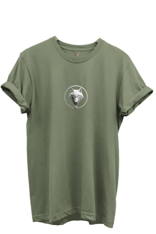KURT ve TÜRK Özel Koleksiyon Serisi-8 Tasarım Baskılı %100 Pamuk T-shirt Haki - M