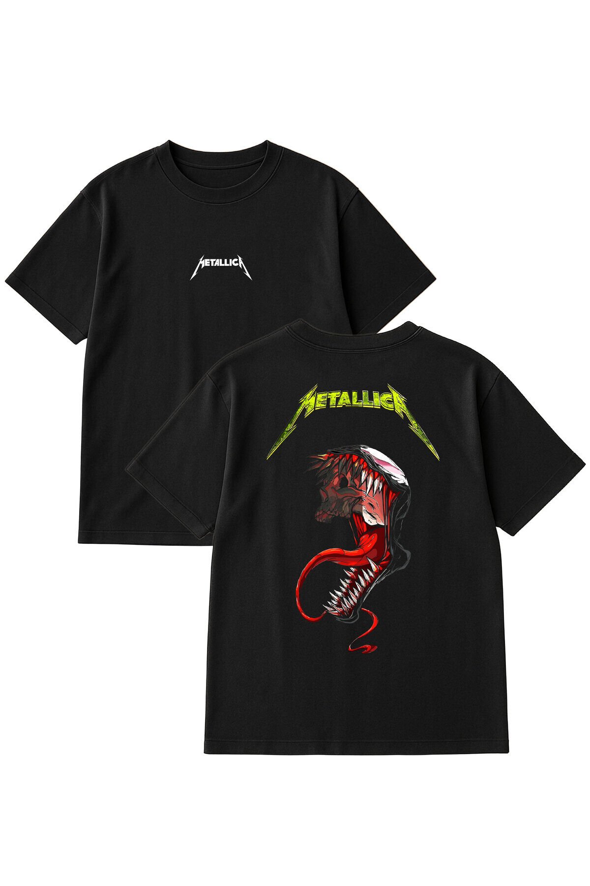 Metallica Rock Müzik Grubu Nothing Kuru Kafa Baskılı Oversize %100 Pamuk Unisex Siyah T-Shirt Siyah - S