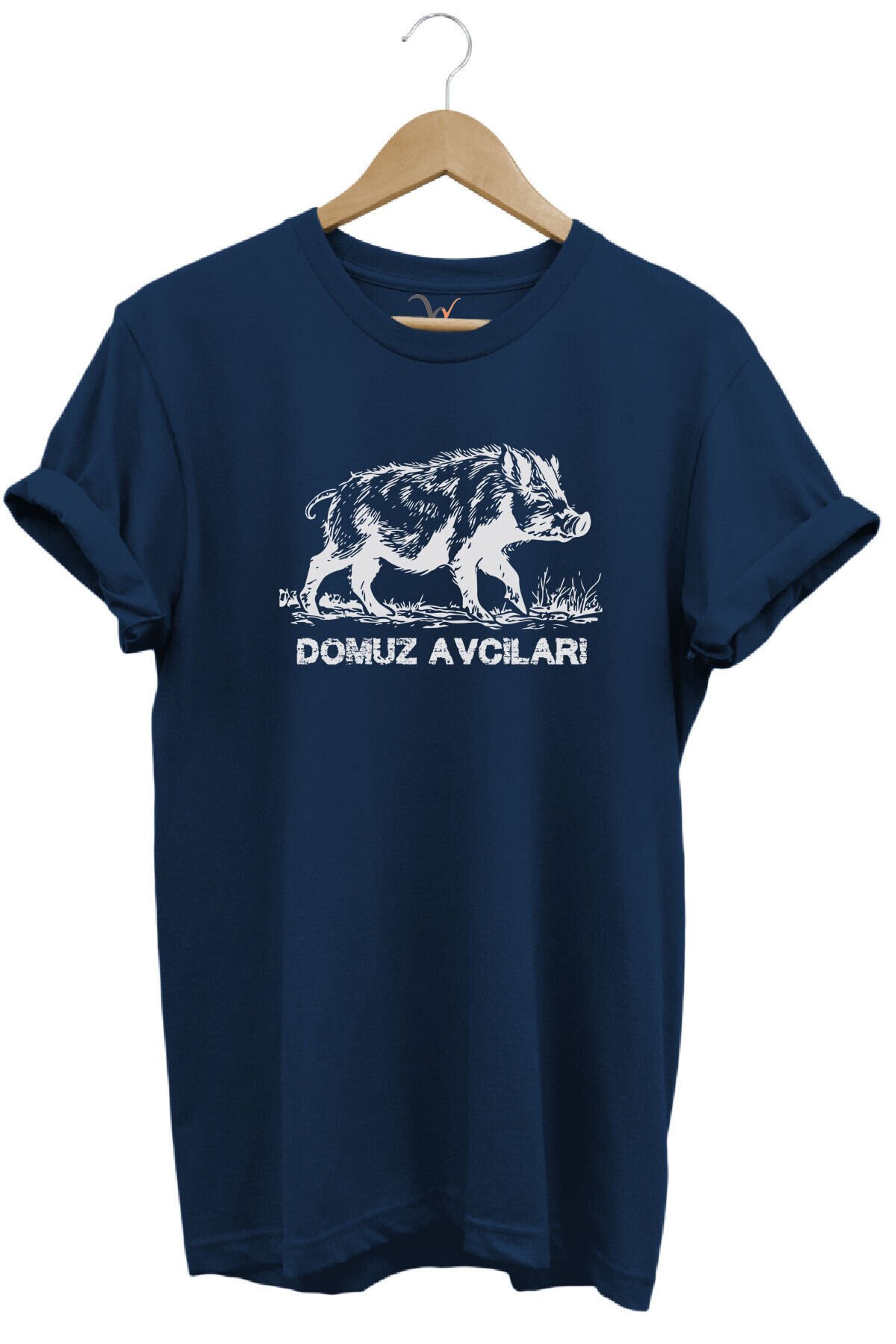 Avcılık Hunter Domuz Avcıları Baskılı Domuz Avı %100 Pamuk Regular Fit Siyah T-shirt Lacivert - M